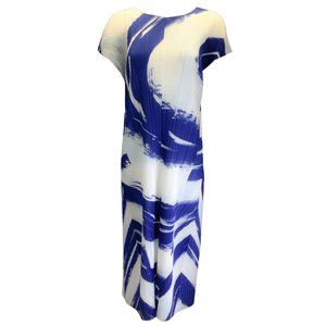 ISSEY MIYAKE PLEATS PLEASE BLUE / WHITE SKY BRUSH STROKE PRINT PLEATED PLISSE MI
